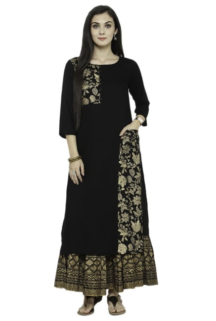Varanga Black Printed Cotton Kurta Varanga Black Printed Cotton Kurta