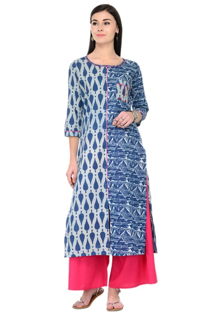 Varanga Indigo Printed Cotton Kurta Varanga Indigo Printed Cotton Kurta