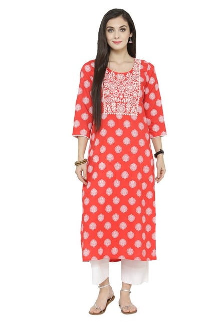 Varanga Coral Printed Viscose Rayon Kurta Varanga Coral Printed Viscose Rayon Kurta