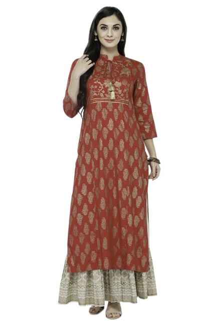 Varanga Pink Printed Viscose Rayon Kurta Varanga Pink Printed Viscose Rayon Kurta