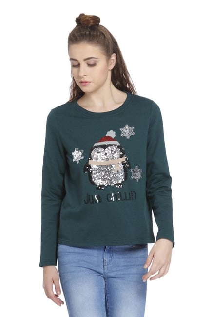 Only Green Embellished Sweater Only Green Embellished Sweater