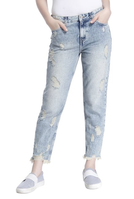 Only Blue Regular Fit Tattered Jeans Only Blue Regular Fit Tattered Jeans