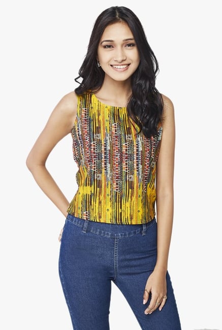 Global Desi Yellow Printed Top Global Desi Yellow Printed Top