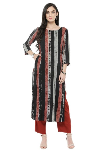 Varanga Multicolor Striped Viscose & Rayon Kurta Varanga Multicolor Striped Viscose & Rayon Kurta