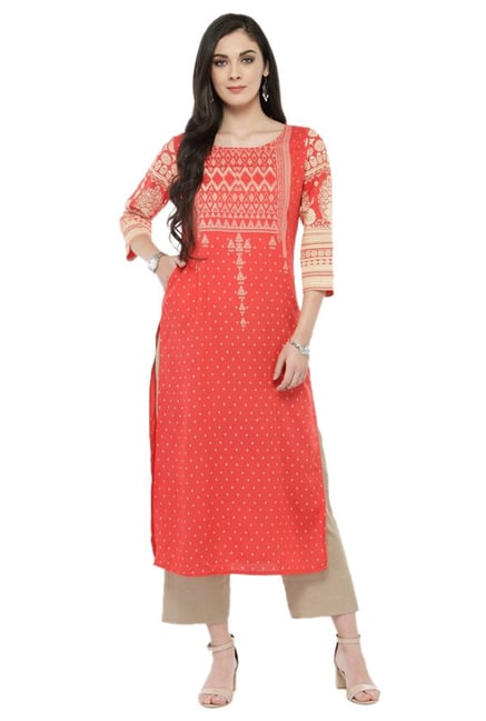 Varanga Coral Printed Viscose & Rayon Kurta Varanga Coral Printed Viscose & Rayon Kurta