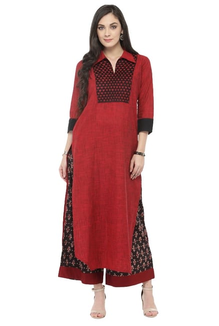 Varanga Rust Textured Cotton Kurta Varanga Rust Textured Cotton Kurta