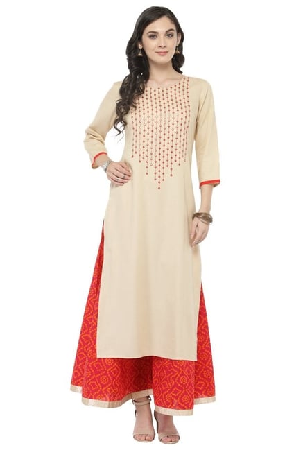 Varanga White & Pink Viscose Rayon Kurta With Palazzo Varanga White & Pink Viscose Rayon Kurta With Palazzo