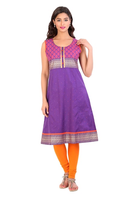 Mytri Violet Printed Cambric Anarkali Kurta Mytri Violet Printed Cambric Anarkali Kurta