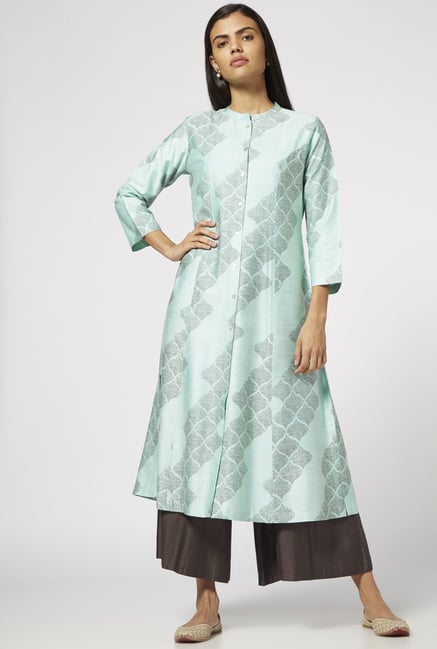 Zuba by Westside Mint Melange Kurta Zuba by Westside Mint Melange Kurta