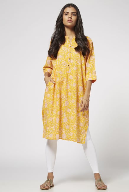 Utsa by Westside YelLow Cotton Printed Kurta Utsa by Westside YelLow Cotton Printed Kurta