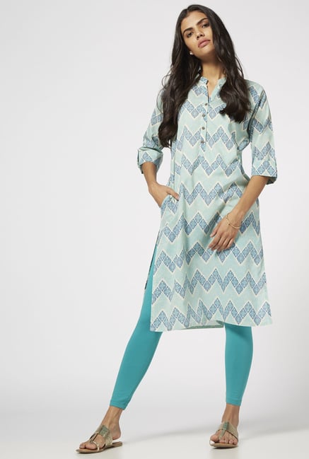 Utsa by Westside Turquoise Cotton Printed Kurta Utsa by Westside Turquoise Cotton Printed Kurta