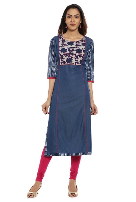 Soch Blue Embroidered Denim Kurta Soch Blue Embroidered Denim Kurta