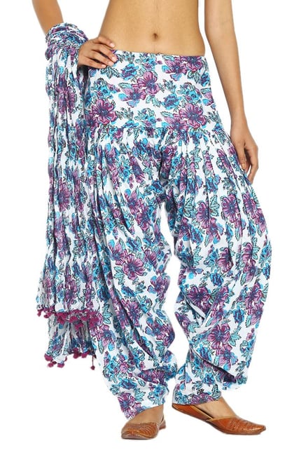 Soch White Floral Print Patiala With Dupatta Soch White Floral Print Patiala With Dupatta