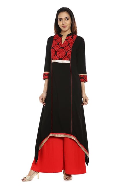 Soch Black & Red Embroidered Georgette Kurta Soch Black & Red Embroidered Georgette Kurta