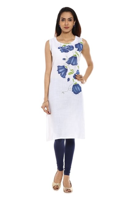 Soch White & Navy Printed Cotton Kurta Soch White & Navy Printed Cotton Kurta