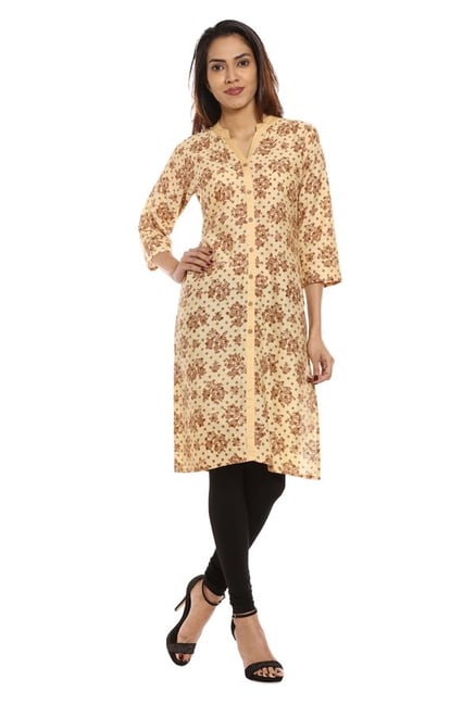 Soch Beige Printed Cotton Kurta Soch Beige Printed Cotton Kurta