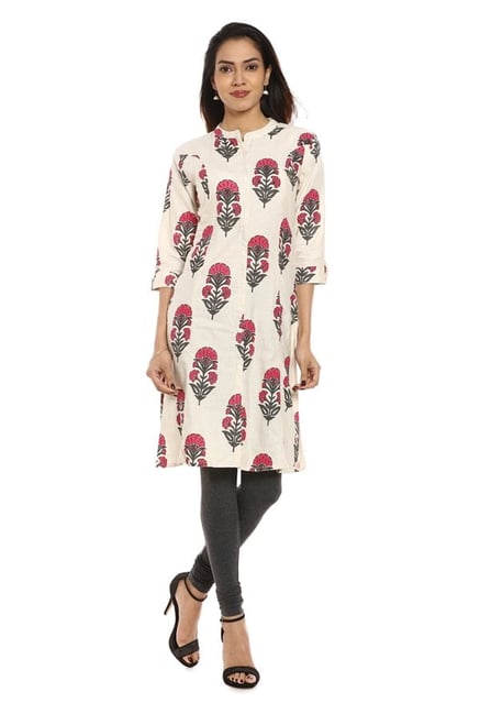 Soch Off White & Pink Printed Cotton Kurta Soch Off White & Pink Printed Cotton Kurta