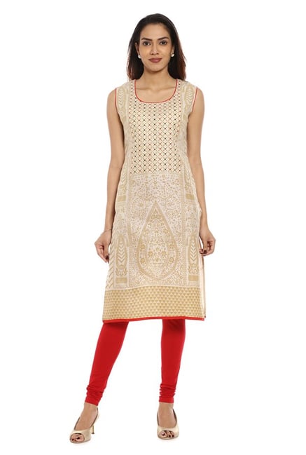 Soch Beige Printed Cotton Kurta Soch Beige Printed Cotton Kurta