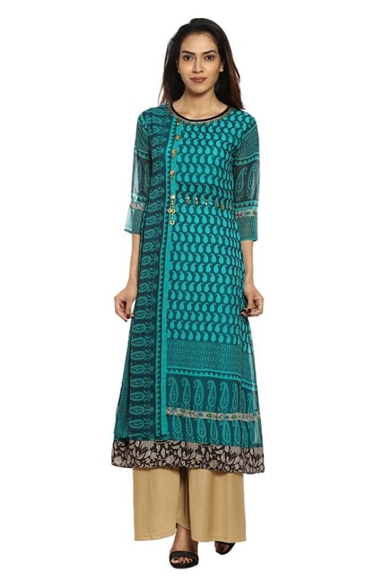 Soch Green Paisley Print Georgette Kurta Soch Green Paisley Print Georgette Kurta
