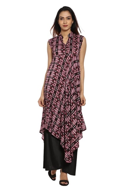 Soch Purple & Black Printed Rayon Kurta Soch Purple & Black Printed Rayon Kurta