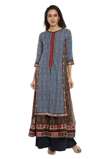 Soch Navy Printed Georgette Kurta Soch Navy Printed Georgette Kurta