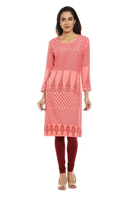 Soch Red & Maroon Printed Rayon Kurta Soch Red & Maroon Printed Rayon Kurta