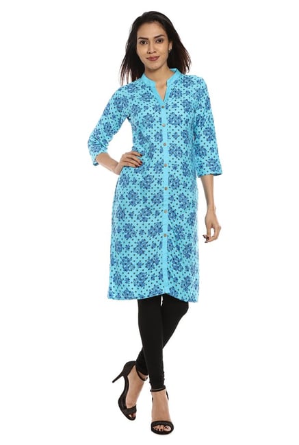 Soch Blue Printed Cotton Kurta Soch Blue Printed Cotton Kurta