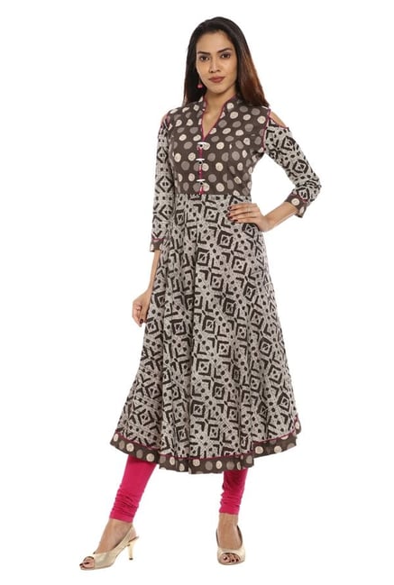 Soch Brown & Beige Printed Cotton Kurta Soch Brown & Beige Printed Cotton Kurta