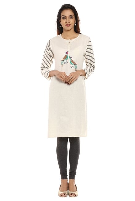 Soch Off White Printed Cotton Kurta Soch Off White Printed Cotton Kurta