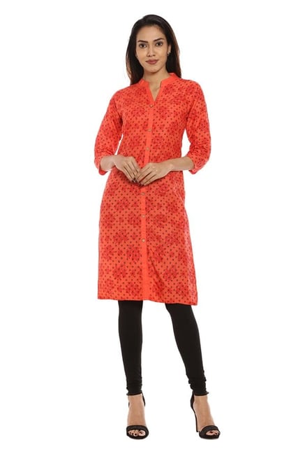 Soch Red Printed Cotton Kurta Soch Red Printed Cotton Kurta