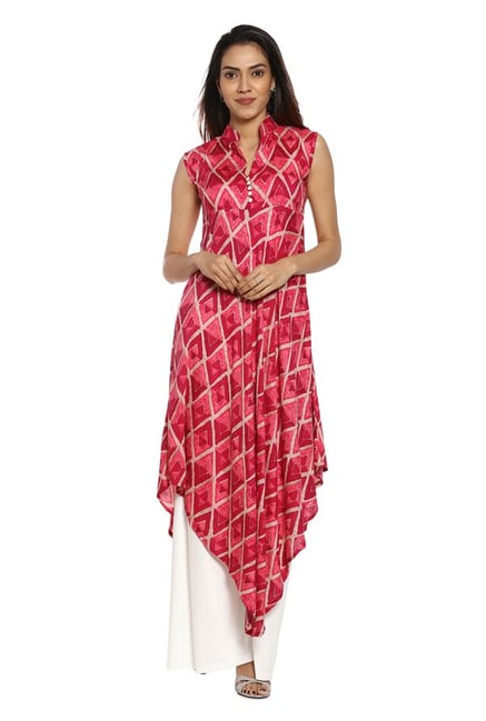 Soch Pink & Beige Printed Rayon Kurta Soch Pink & Beige Printed Rayon Kurta