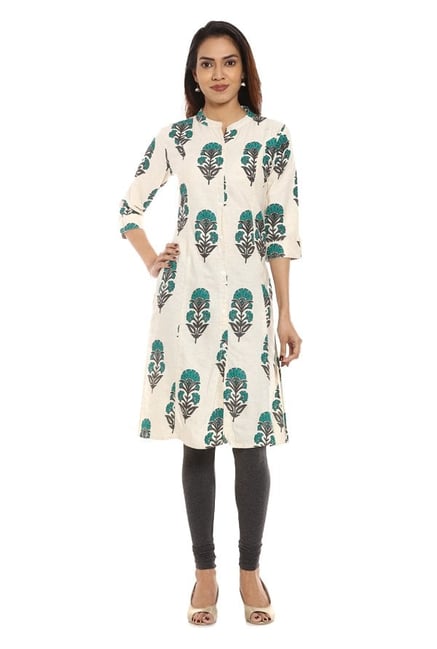 Soch Off White & Green Printed Cotton Kurta Soch Off White & Green Printed Cotton Kurta