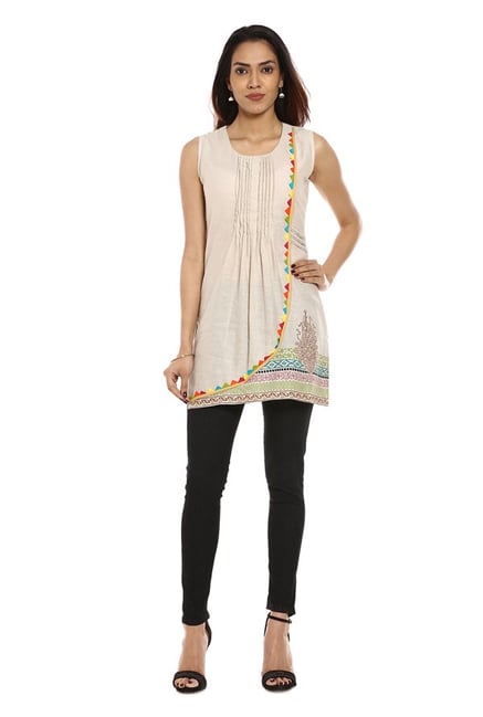 Soch Off White Printed Cotton Kurti Soch Off White Printed Cotton Kurti