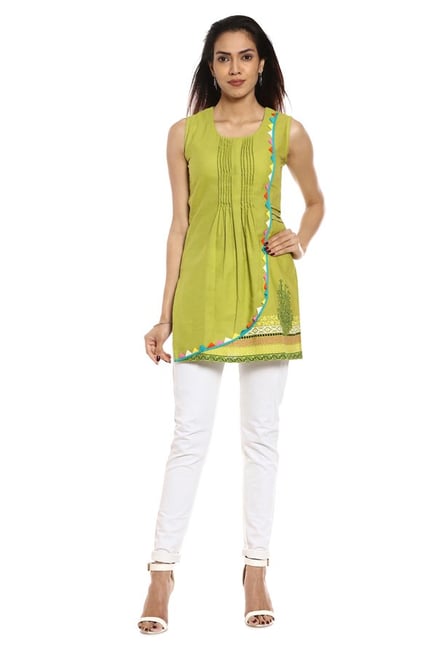 Soch Green Printed Cotton Kurti Soch Green Printed Cotton Kurti