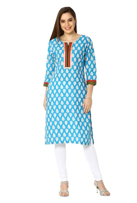 Soch Blue Printed Cotton Kurta Soch Blue Printed Cotton Kurta