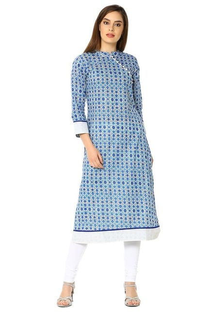 Soch Blue Printed Cotton Kurta Soch Blue Printed Cotton Kurta