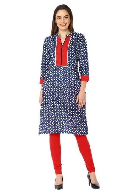 Soch Navy Printed Cotton Kurta Soch Navy Printed Cotton Kurta