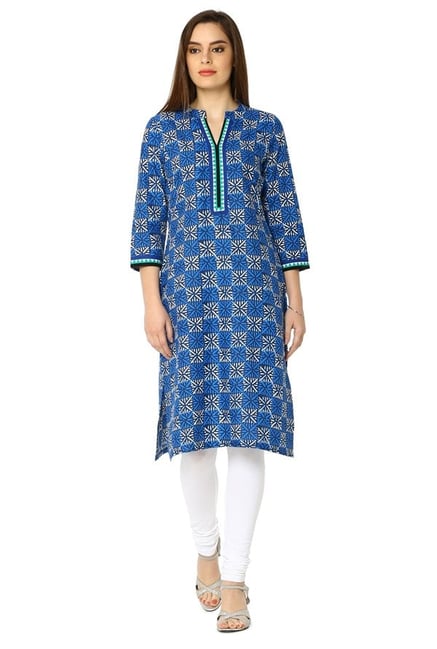 Soch Blue Printed Cotton Kurta Soch Blue Printed Cotton Kurta