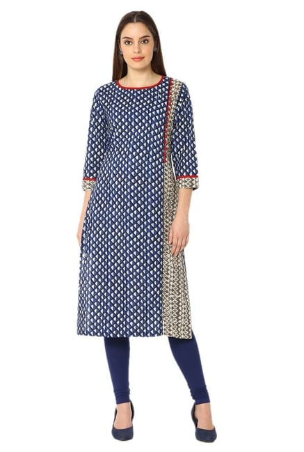 Soch Blue Printed Cotton Kurta Soch Blue Printed Cotton Kurta