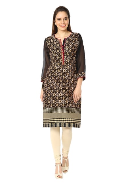 Soch Black & Beige Printed Cotton Kurta Soch Black & Beige Printed Cotton Kurta
