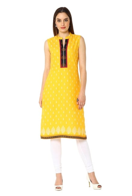 Soch Yellow Printed Cotton Kurta Soch Yellow Printed Cotton Kurta