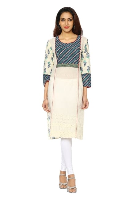 Soch Off White Printed Cotton Kurta Soch Off White Printed Cotton Kurta
