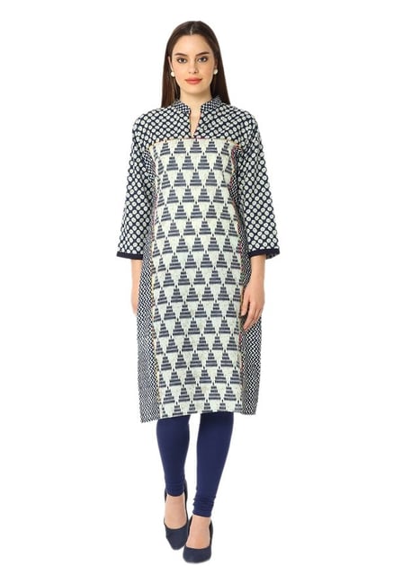 Soch Blue & Cream Printed Cotton Kurta Soch Blue & Cream Printed Cotton Kurta