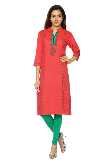 Soch Red Printed Cotton Kurta Soch Red Printed Cotton Kurta