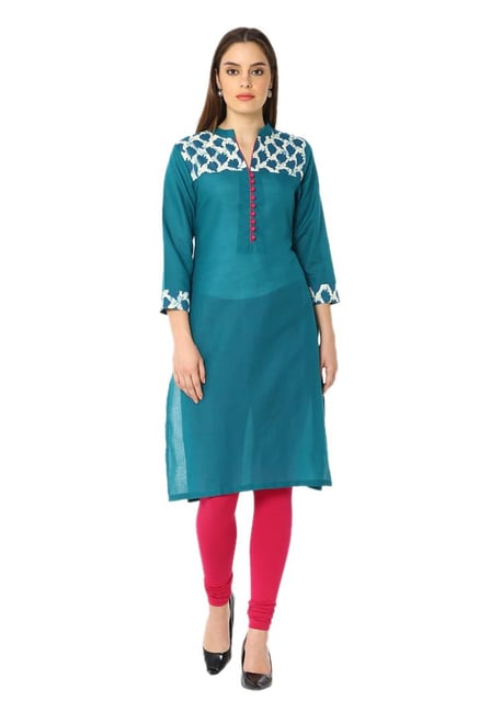 Soch Teal Printed Cotton Kurta Soch Teal Printed Cotton Kurta