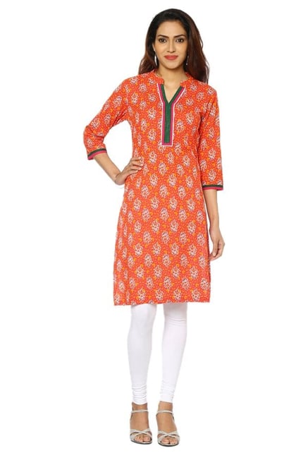 Soch Pink & Orange Floral Print Cotton Kurta Soch Pink & Orange Floral Print Cotton Kurta