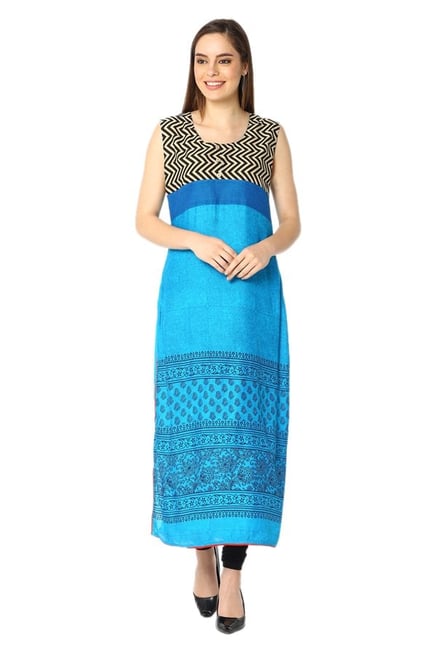 Soch Blue Printed Cotton Kurta Soch Blue Printed Cotton Kurta