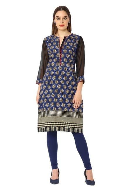 Soch Blue Printed Cotton Kurta Soch Blue Printed Cotton Kurta