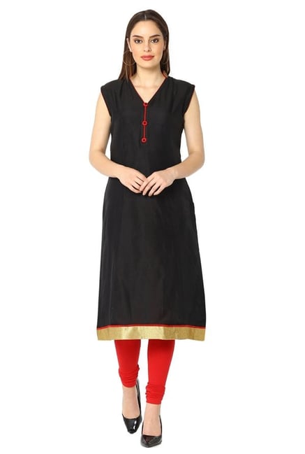 Soch Black Regular Fit Chanderi Kurta Soch Black Regular Fit Chanderi Kurta