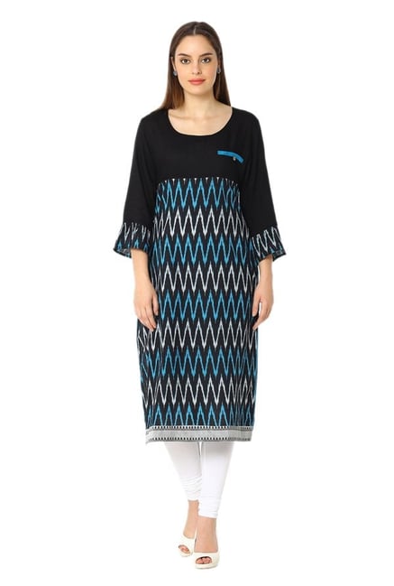 Soch Black Printed Cotton Kurta Soch Black Printed Cotton Kurta